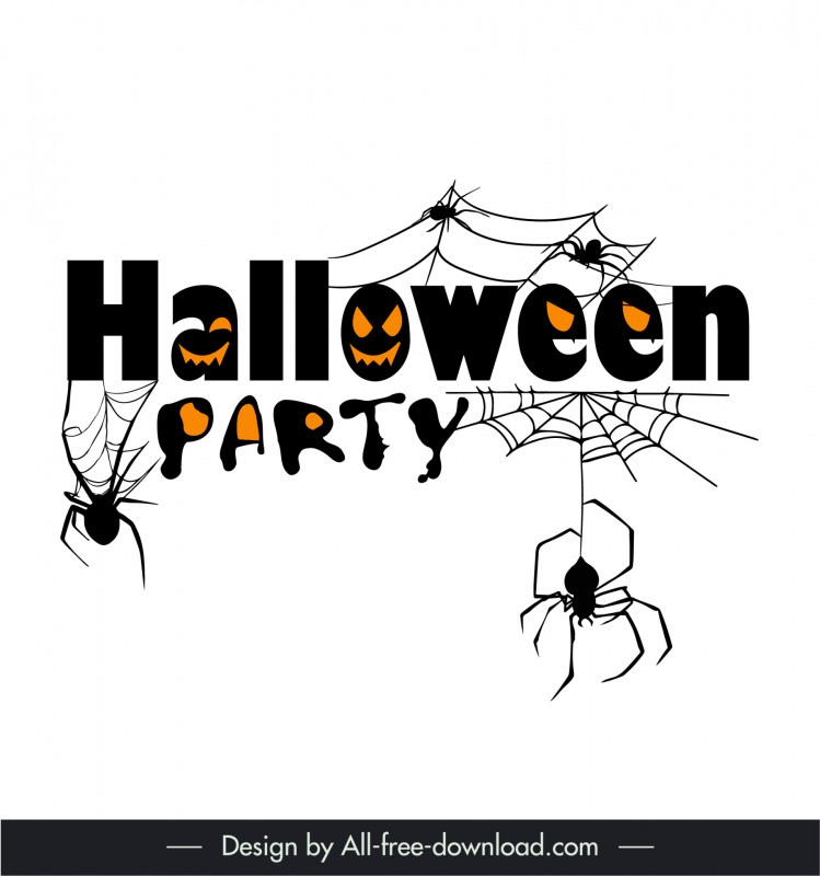 halloween party design elements silhouette cobweb stylized texts decor