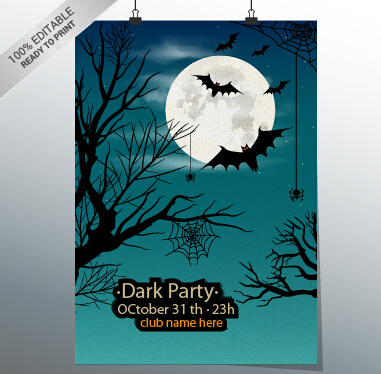 halloween party night poster design vector