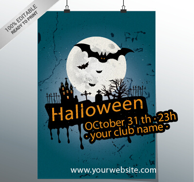 halloween party night poster design vector