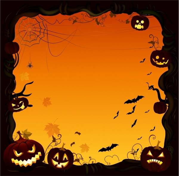 Halloween pumpkin border Vectors images graphic art designs in editable ...