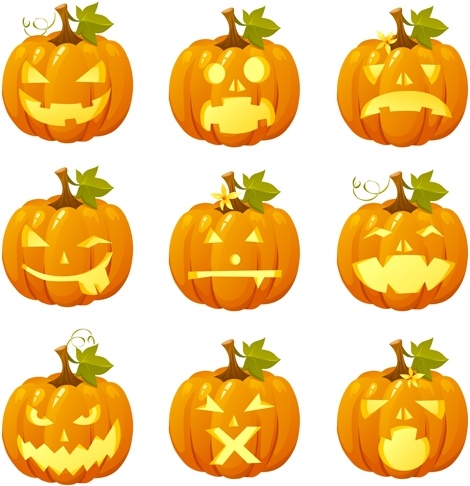 Halloween pumpkin head vector emoticons Free vector in Adobe ...