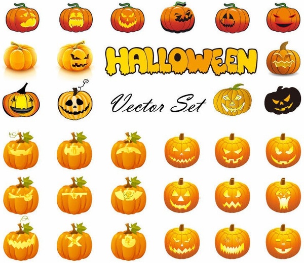 Halloween Pumpkins Mixed Mega Vector Collection
