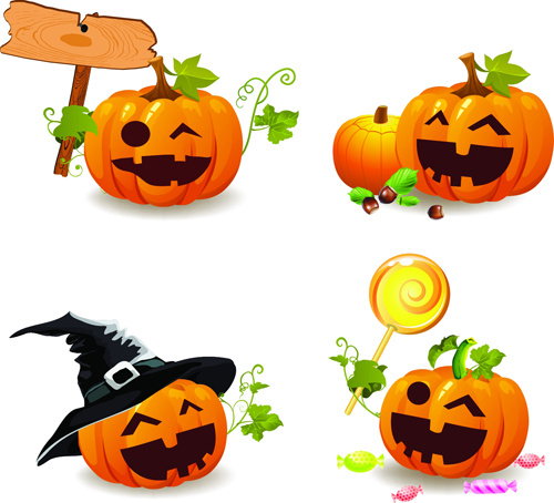 halloween pumpkins smile vector