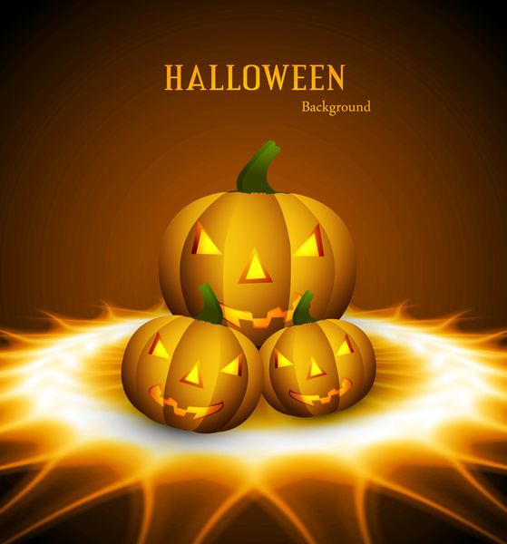halloween scary bright yellow pumpkins colorful background illustration vector