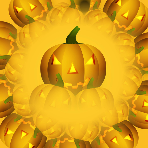 halloween scary yellow pumpkins colorful background illustration