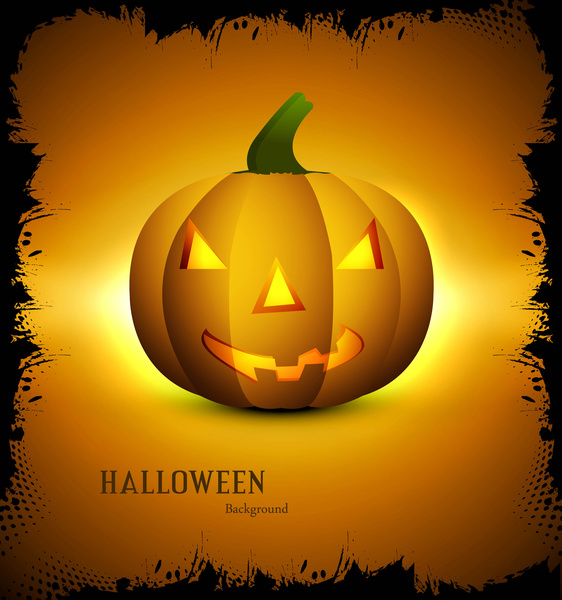 halloween scary yellow single pumpkins bright colorful background