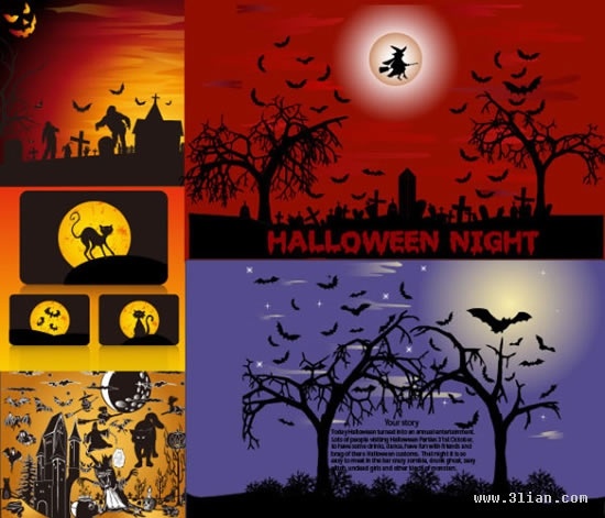 halloween background templates horror dark silhouettes decor