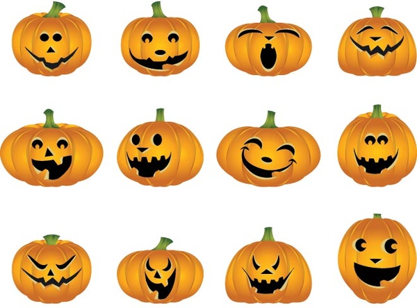 Halloween vector graphics beautiful pumpkin set Free vector in ...