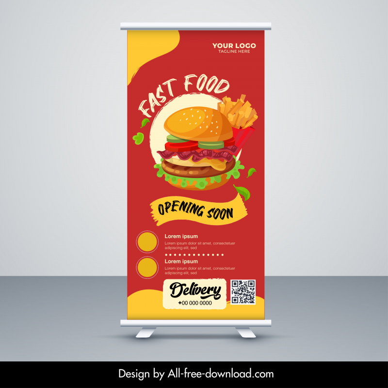  hamburger restaurant banner template roll up shape