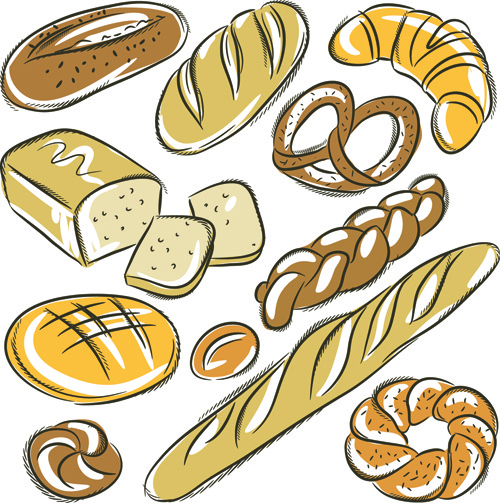 hand drawing bread vector