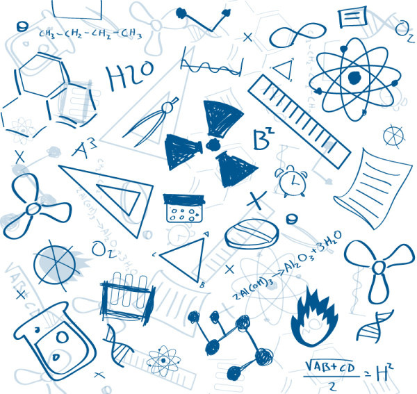 hand drawing chemistry teaching elements vector