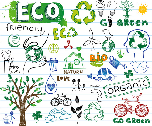 hand drawing eco elements vector illustration