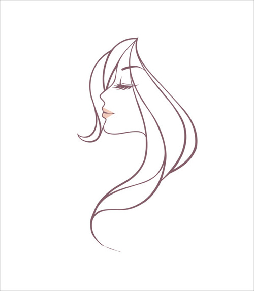 hand drawing girl head vector graphic