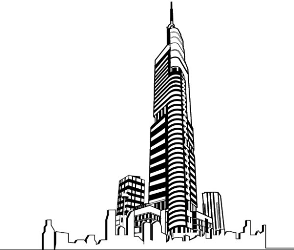 hand drawing skyscrapers design vector 