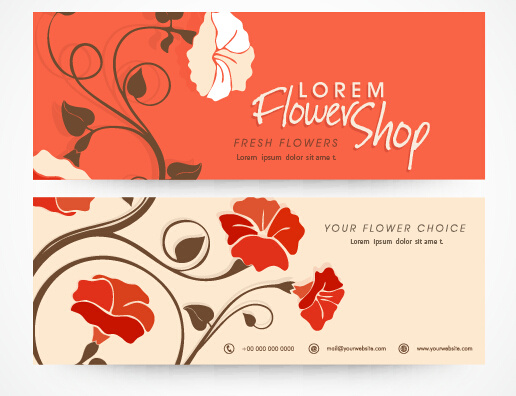 hand drawn banners flower vectors