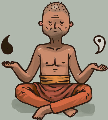 hand drawn buddhist monk vector
