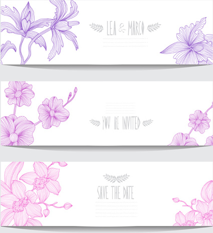 hand drawn floral banners vectors