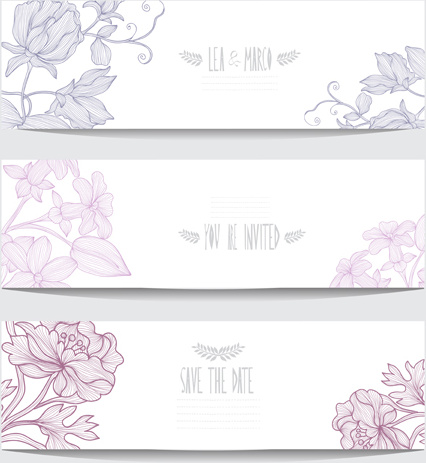 hand drawn floral banners vectors