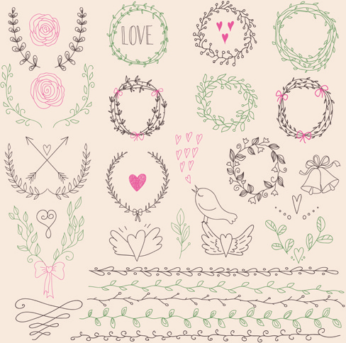 hand drawn floral frame with border vector