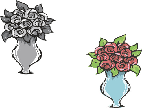 hand drawn flowers in pot vector