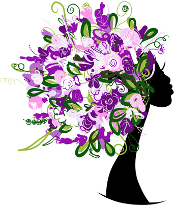 hand drawn girls with flowers vector