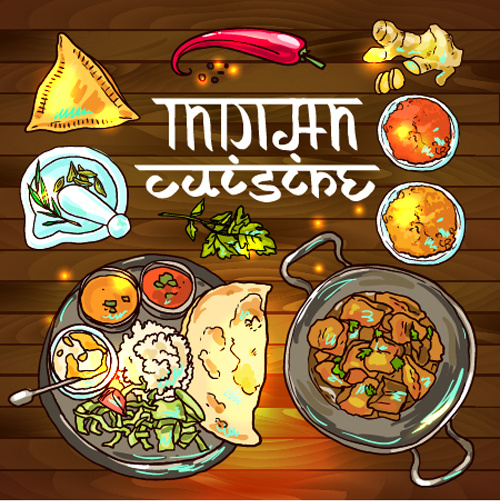 Hand Drawn Indian Food Elements Vector 579678 