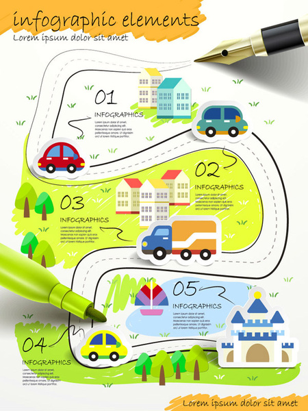hand drawn urban transport infographic vector