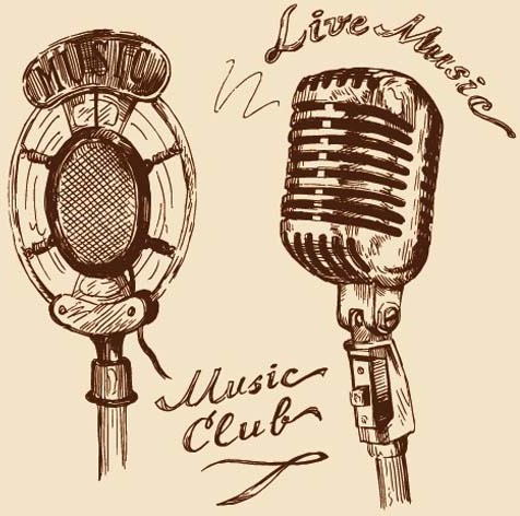 hand drawn vintage musical instruments vector