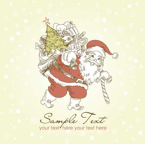 Download Hand drawn vintage santa vector Free vector in ...