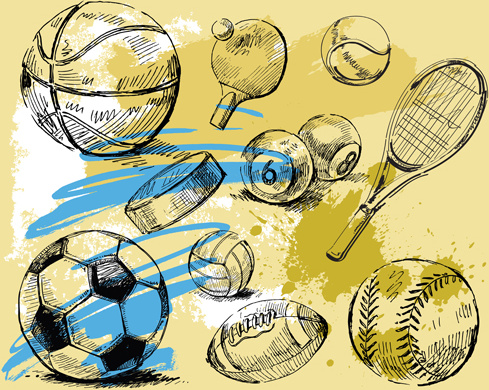 hand drawn with graffiti sport background art vector