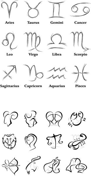 hand drawn zodiac logos creative vector