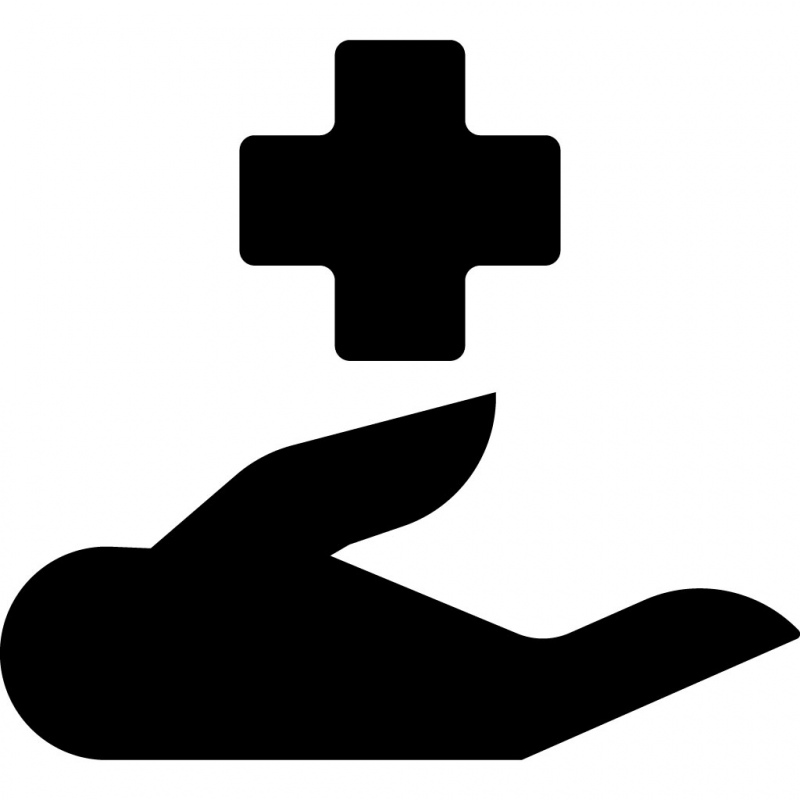 hand holding medical sign icon flat black silhouette outline