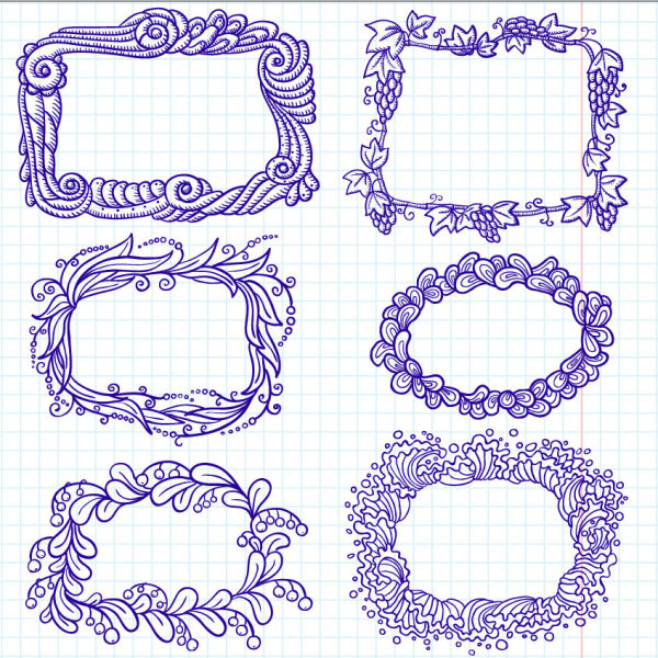 hand painted cartoon frames8 borders vector