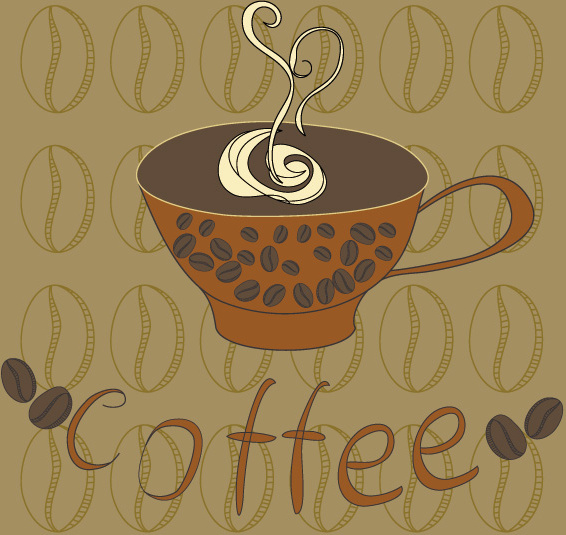 hand painted coffee cup vector