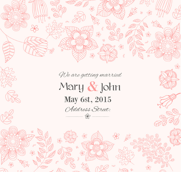 hand painted floral wedding invitation poster vector 