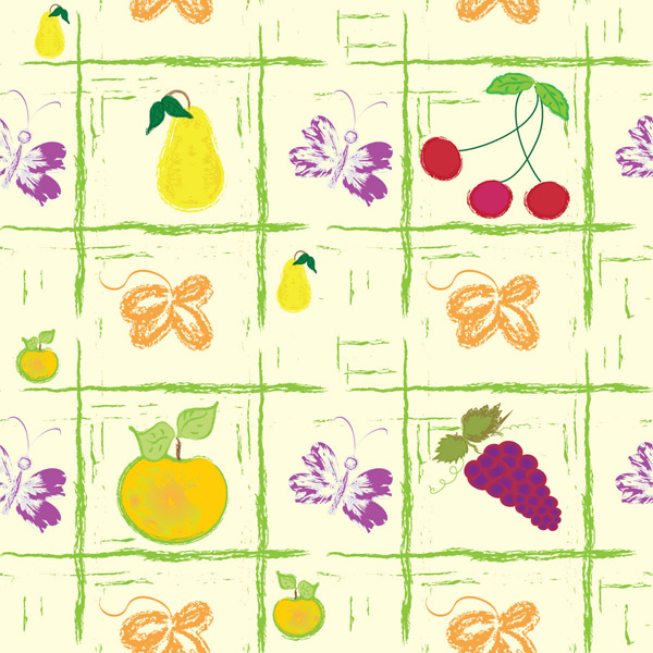 hand painted fruit background vector