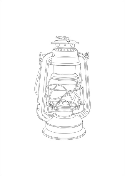 hand painted gas lamp vector