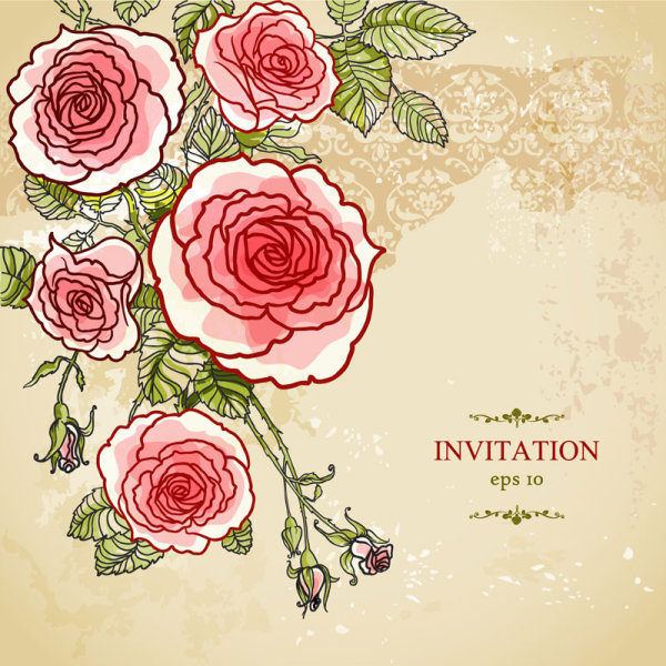 hand painted rose vector background