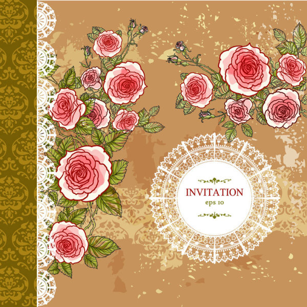 hand painted rose vector background