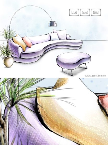 handdrawn style interior decoration psd layered images 39