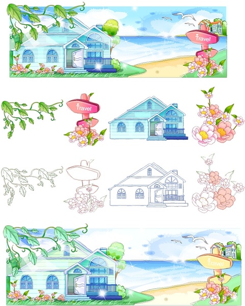 handdrawn style summer style series vector 2