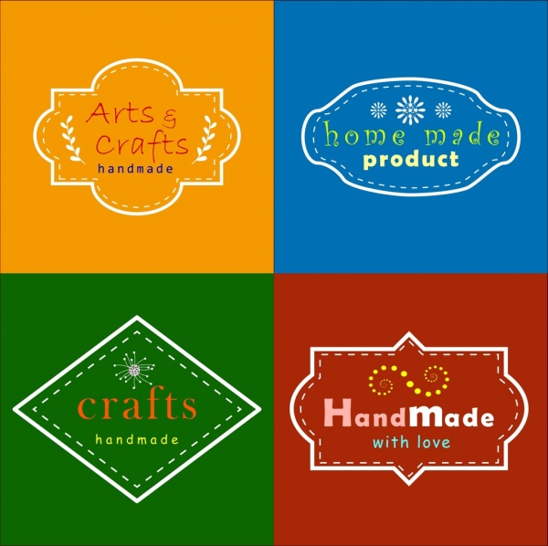 handmade logo sets various shapes classical style