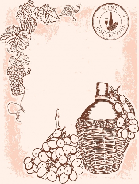 wine advertising background handdrawn vintage design
