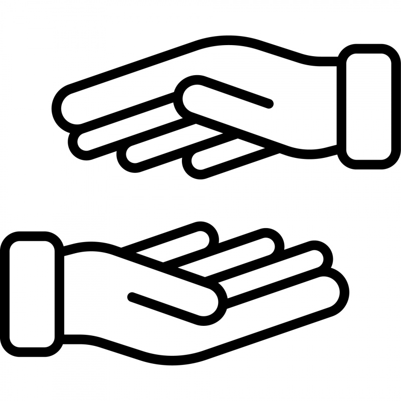 hands helping icon black white flat sketch