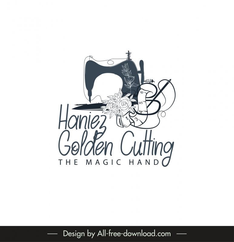 haniez golden cutting seamstress logo retro design