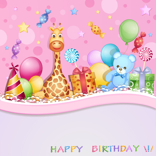 happy birthday baby cards cute design vector 