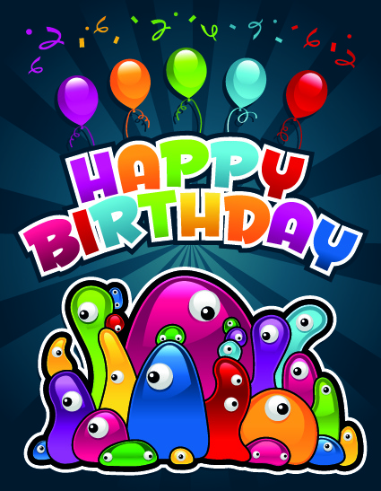 happy birthday balloons of greeting card vector