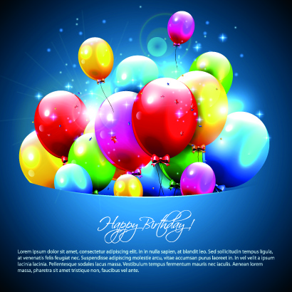happy birthday balloons of greeting card vector