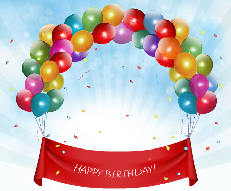 happy birthday colorful balloons art background vector