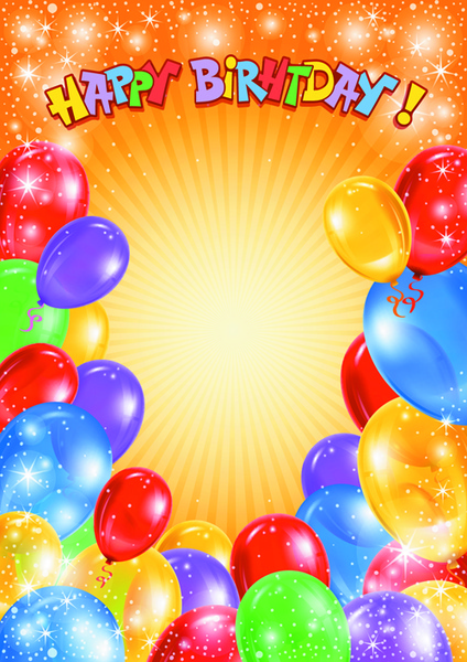 Happy birthday colorful balloons background set Vectors graphic art ...